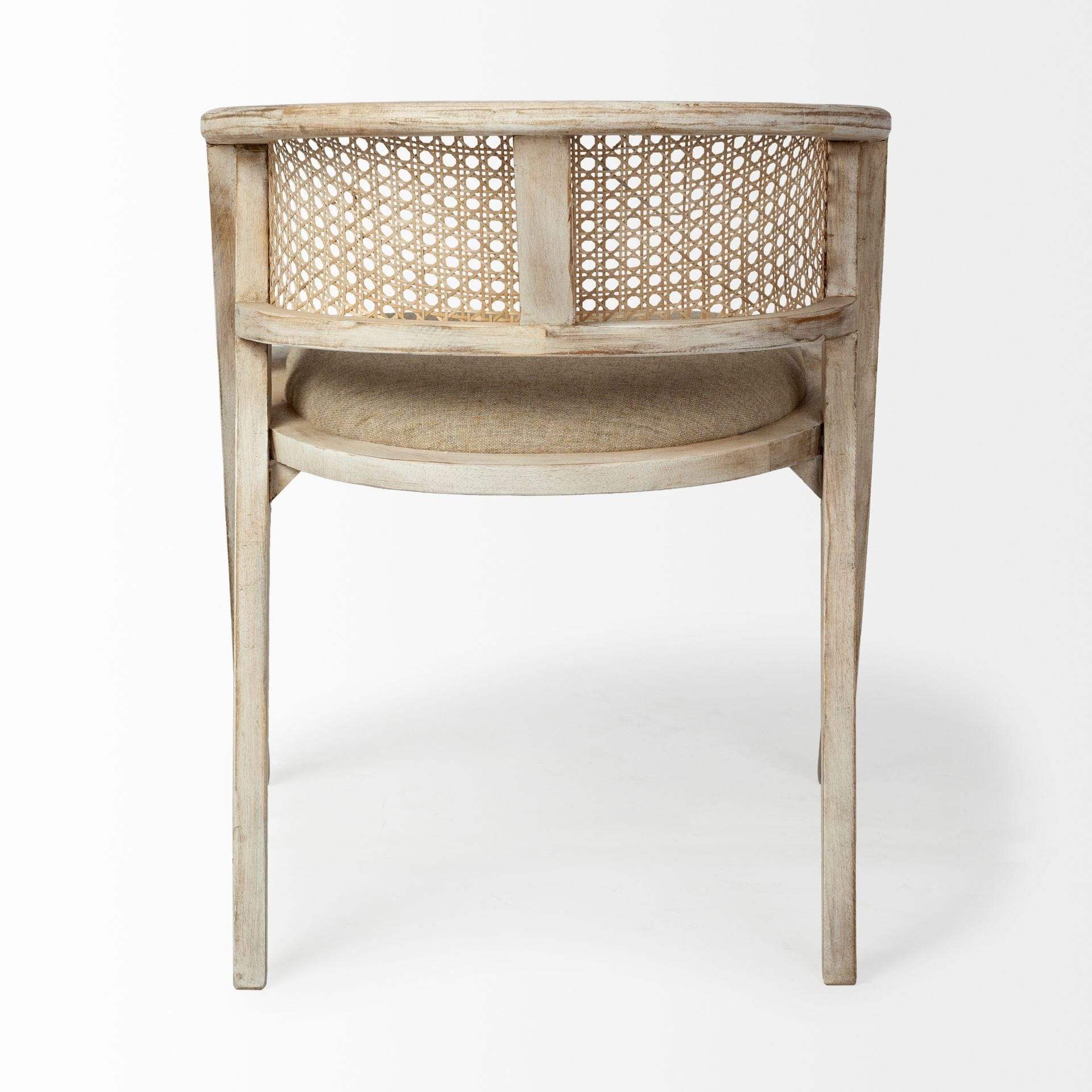 Beige And Gray Upholstered Linen Curved Back Dining Arm Chair - Homeroots - Flyclothing LLC