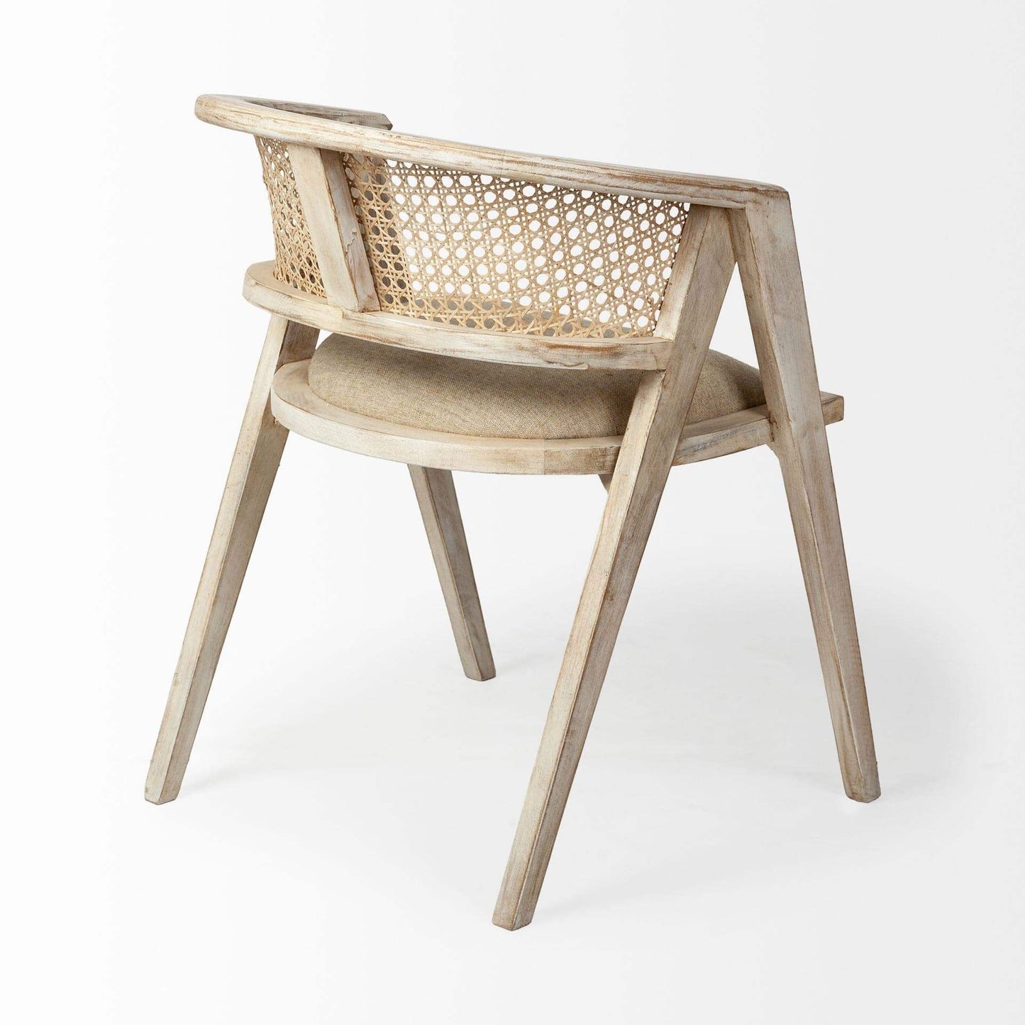 Beige And Gray Upholstered Linen Curved Back Dining Arm Chair - Homeroots - Flyclothing LLC