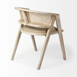 Beige And Gray Upholstered Linen Curved Back Dining Arm Chair - Homeroots - Flyclothing LLC