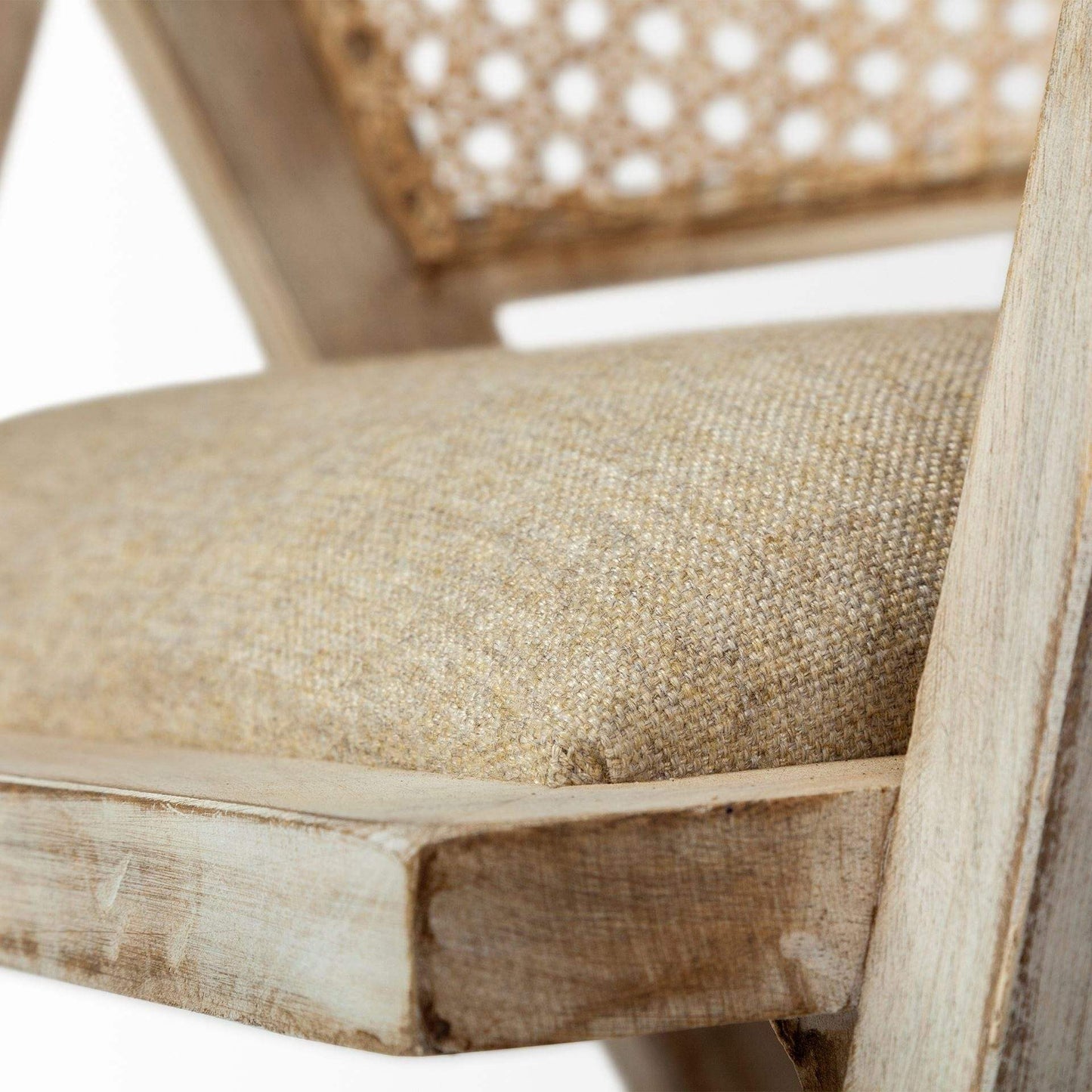 Beige And Gray Upholstered Linen Curved Back Dining Arm Chair - Homeroots - Flyclothing LLC