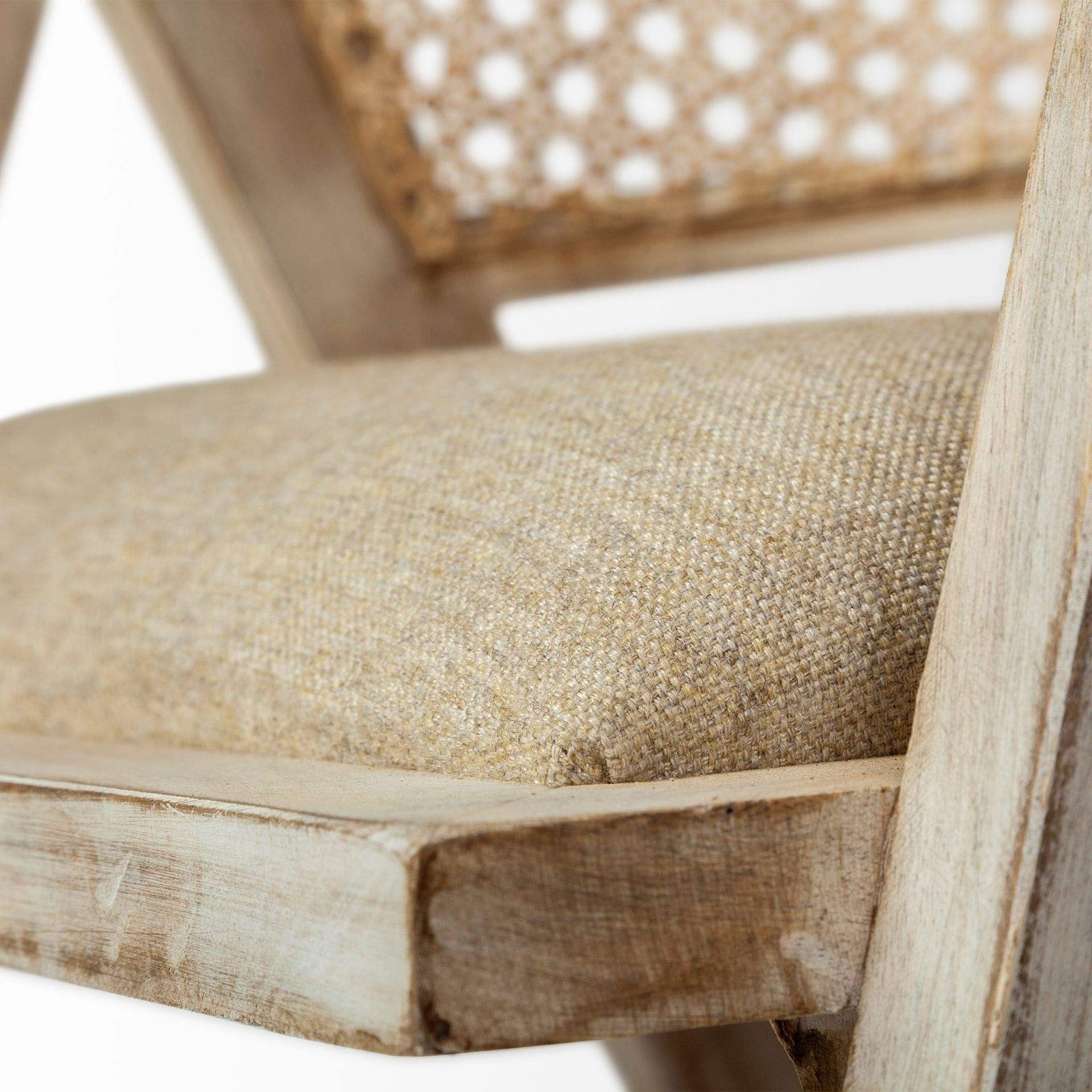 Beige And Gray Upholstered Linen Curved Back Dining Arm Chair - Homeroots - Flyclothing LLC