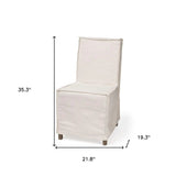 Beige And Brown Slipcovered Wood Parsons chair - Homeroots - Flyclothing LLC