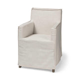 Cream And Brown Slipcovered Wood Dining Arm Chair - Homeroots - Flyclothing LLC