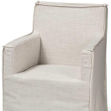 Cream And Brown Slipcovered Wood Dining Arm Chair - Homeroots - Flyclothing LLC