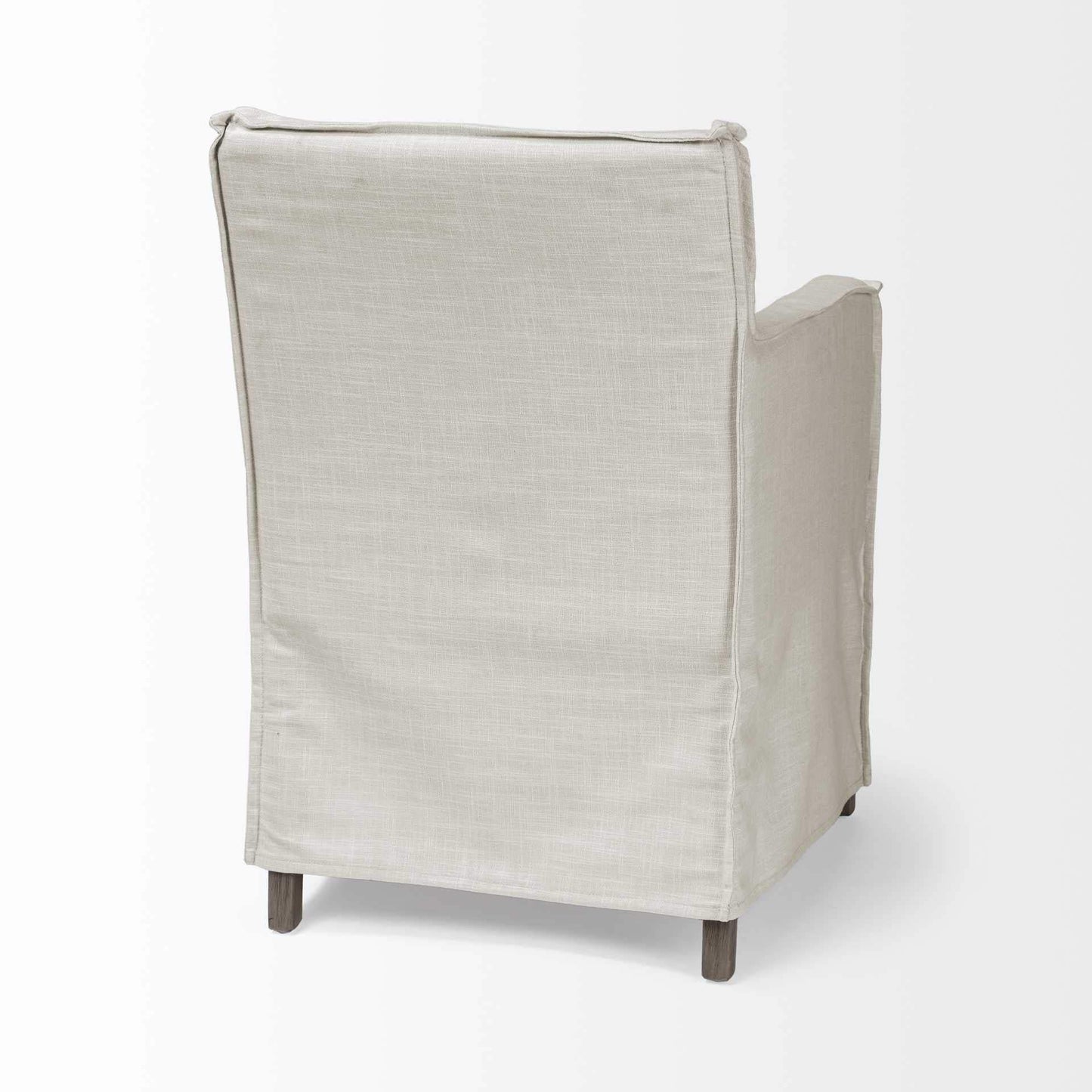 Cream And Brown Slipcovered Wood Dining Arm Chair - Homeroots - Flyclothing LLC