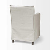 Cream And Brown Slipcovered Wood Dining Arm Chair - Homeroots - Flyclothing LLC