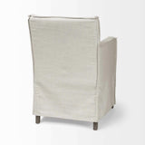 Cream And Brown Slipcovered Wood Dining Arm Chair - Homeroots - Flyclothing LLC