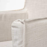 Cream And Brown Slipcovered Wood Dining Arm Chair - Homeroots - Flyclothing LLC