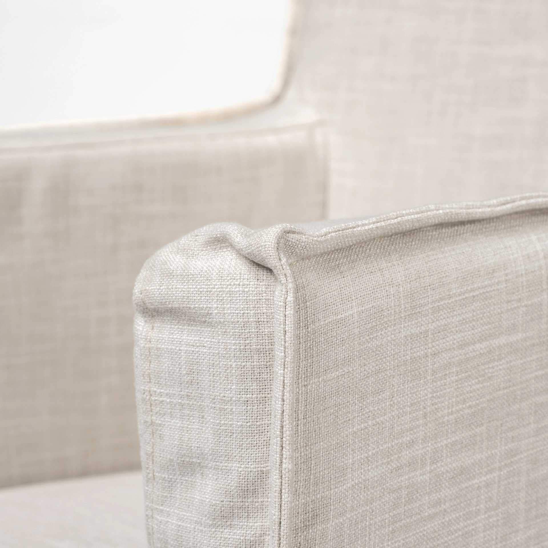 Cream And Brown Slipcovered Wood Dining Arm Chair - Homeroots - Flyclothing LLC