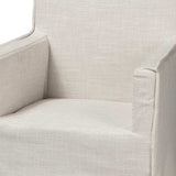 Cream And Brown Slipcovered Wood Dining Arm Chair - Homeroots - Flyclothing LLC