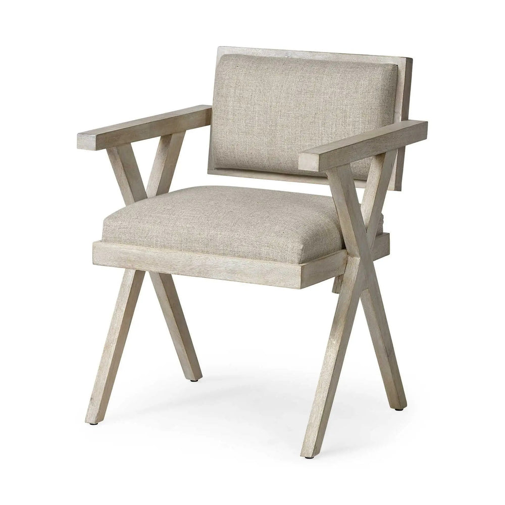 Gray Upholstered Fabric Open Back Dining Arm Chair - Homeroots