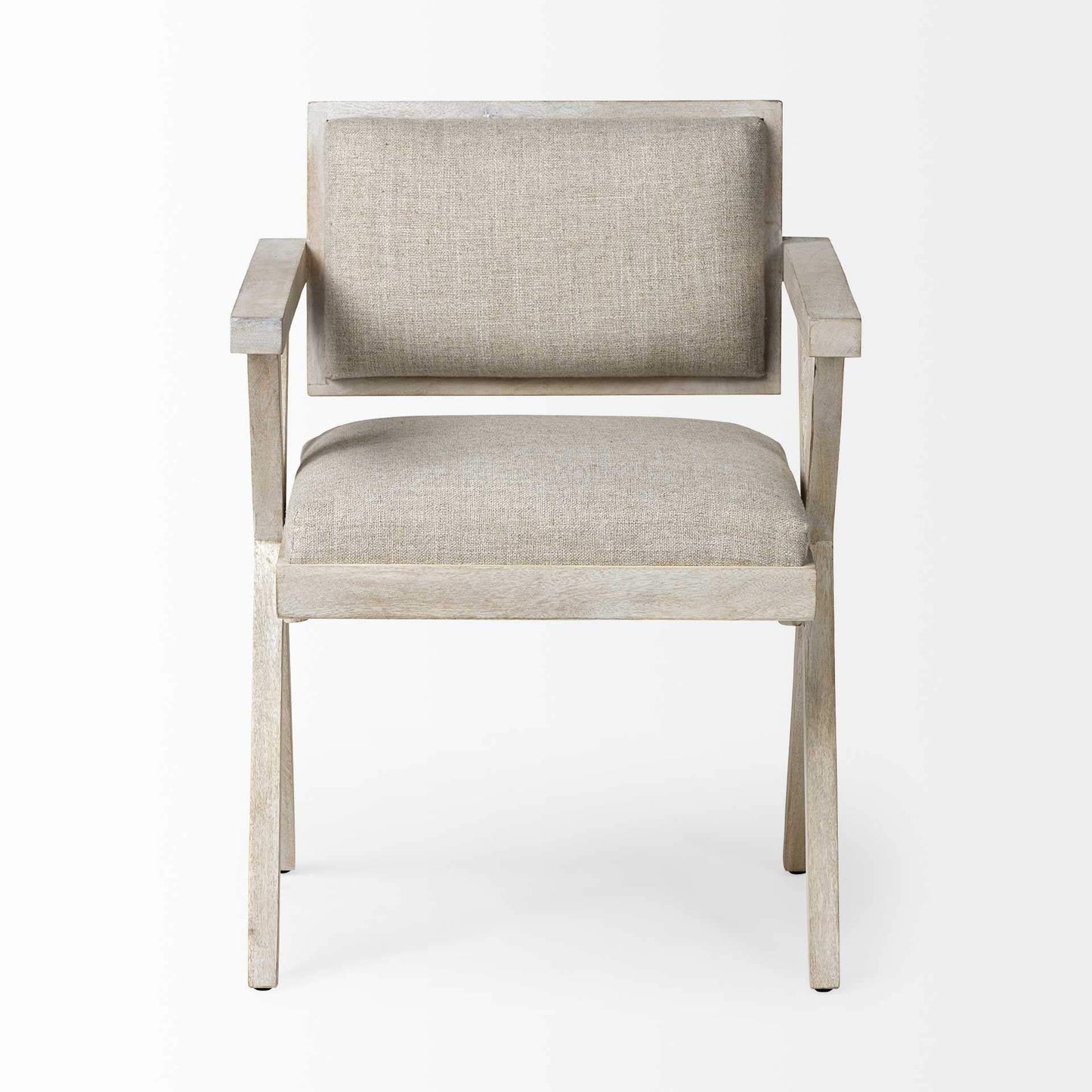 Gray Upholstered Fabric Open Back Dining Arm Chair - Homeroots - Flyclothing LLC
