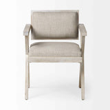 Gray Upholstered Fabric Open Back Dining Arm Chair - Homeroots - Flyclothing LLC
