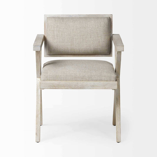 Gray Upholstered Fabric Open Back Dining Arm Chair - Homeroots - Flyclothing LLC