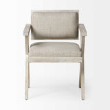 Gray Upholstered Fabric Open Back Dining Arm Chair - Homeroots