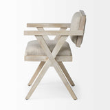 Gray Upholstered Fabric Open Back Dining Arm Chair - Homeroots