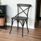 Set Of Two Black Wood Cross Back Side Chairs - Homeroots
