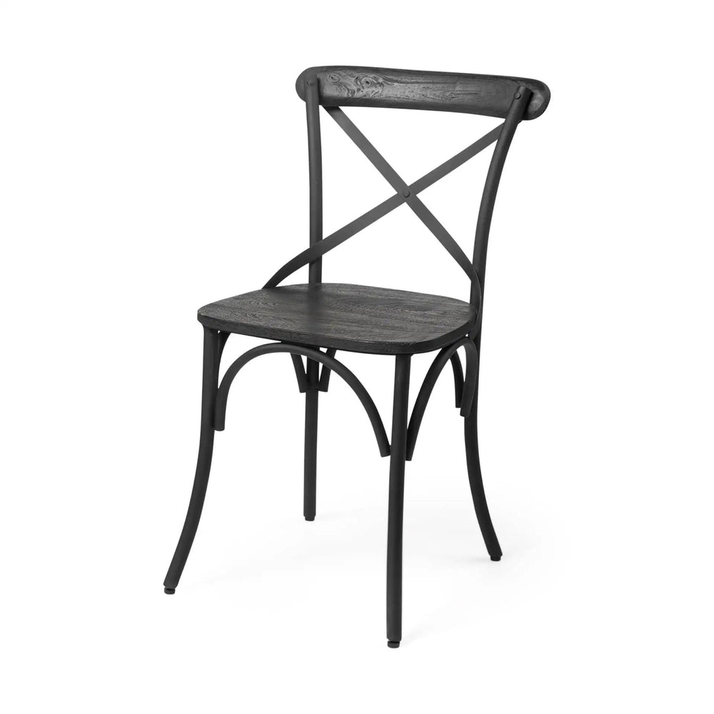 Set Of Two Black Wood Cross Back Side Chairs - Homeroots