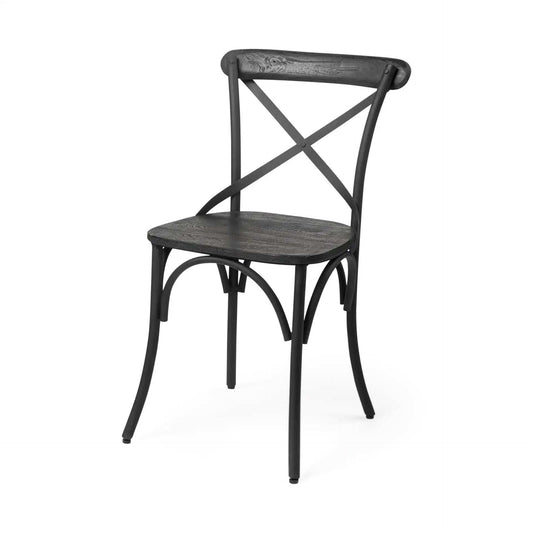 Set Of Two Black Wood Cross Back Side Chairs - Homeroots - Flyclothing LLC