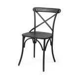 Set Of Two Black Wood Cross Back Side Chairs - Homeroots