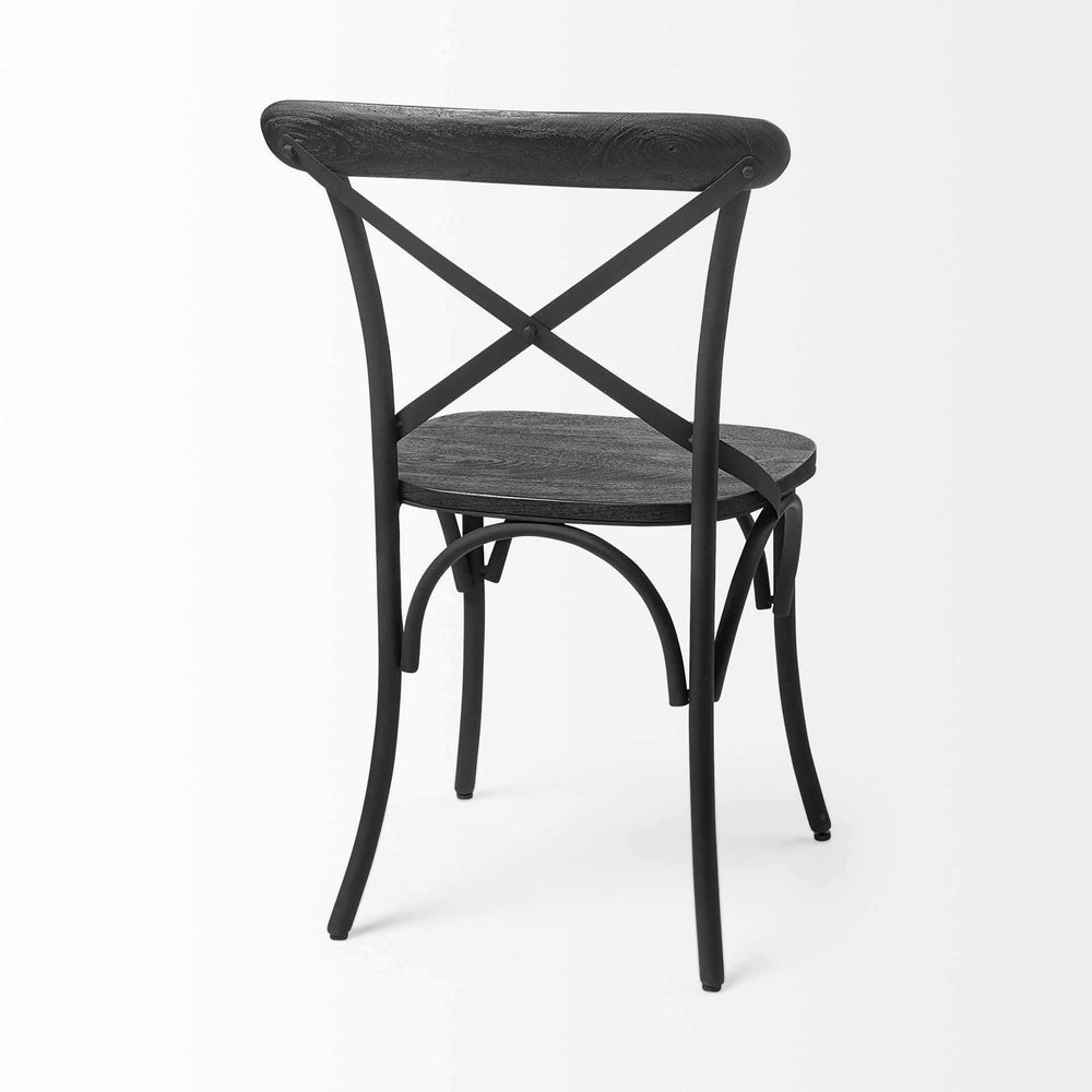 Set Of Two Black Wood Cross Back Side Chairs - Homeroots - Flyclothing LLC