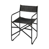 Black Leather Metal Open Back Dining Arm Chair - Homeroots