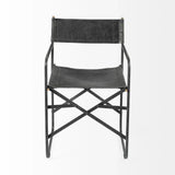 Black Leather Metal Open Back Dining Arm Chair - Homeroots - Flyclothing LLC