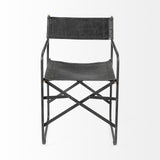 Black Leather Metal Open Back Dining Arm Chair - Homeroots