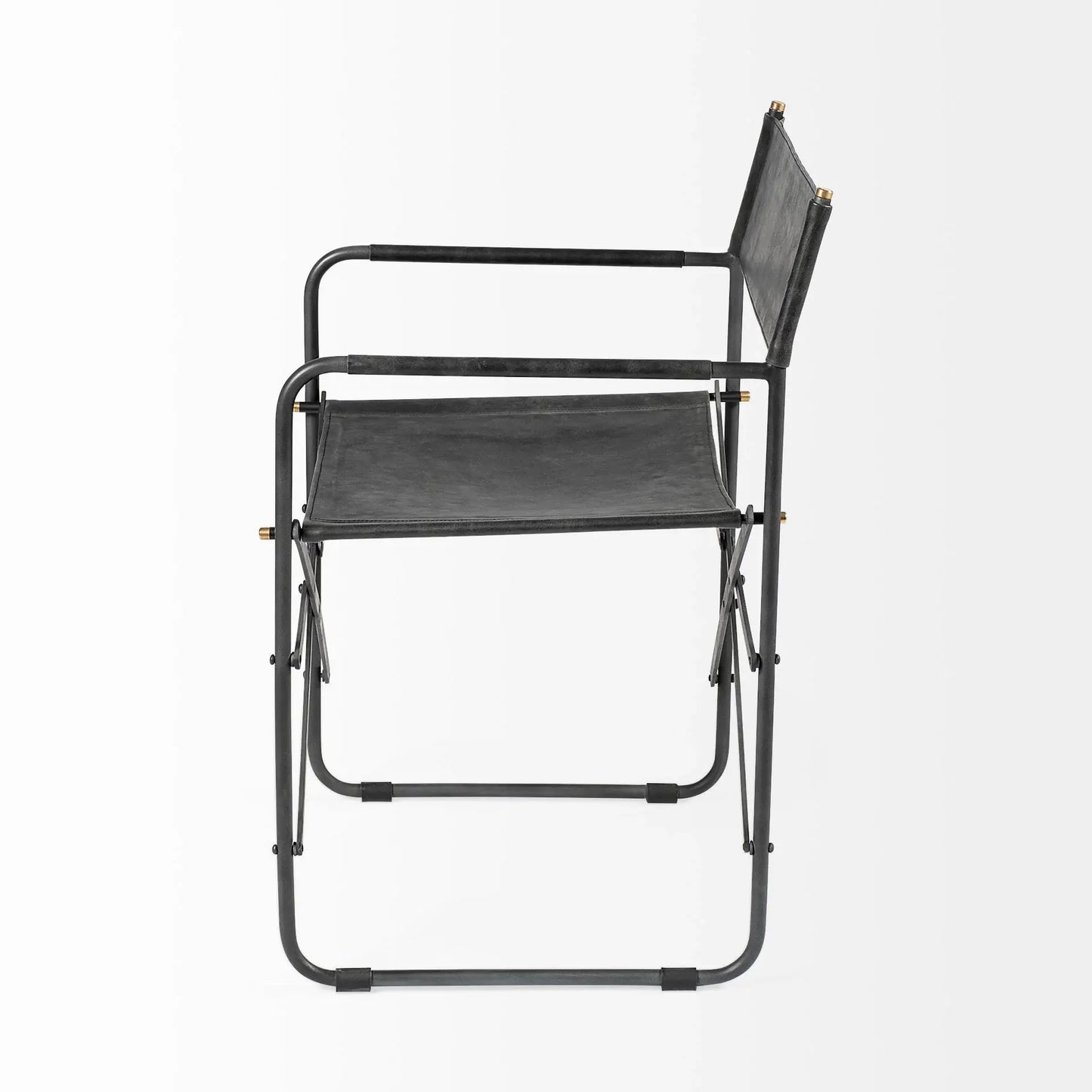 Black Leather Metal Open Back Dining Arm Chair - Homeroots - Flyclothing LLC