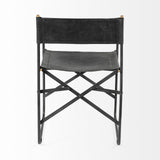 Black Leather Metal Open Back Dining Arm Chair - Homeroots