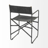 Black Leather Metal Open Back Dining Arm Chair - Homeroots - Flyclothing LLC