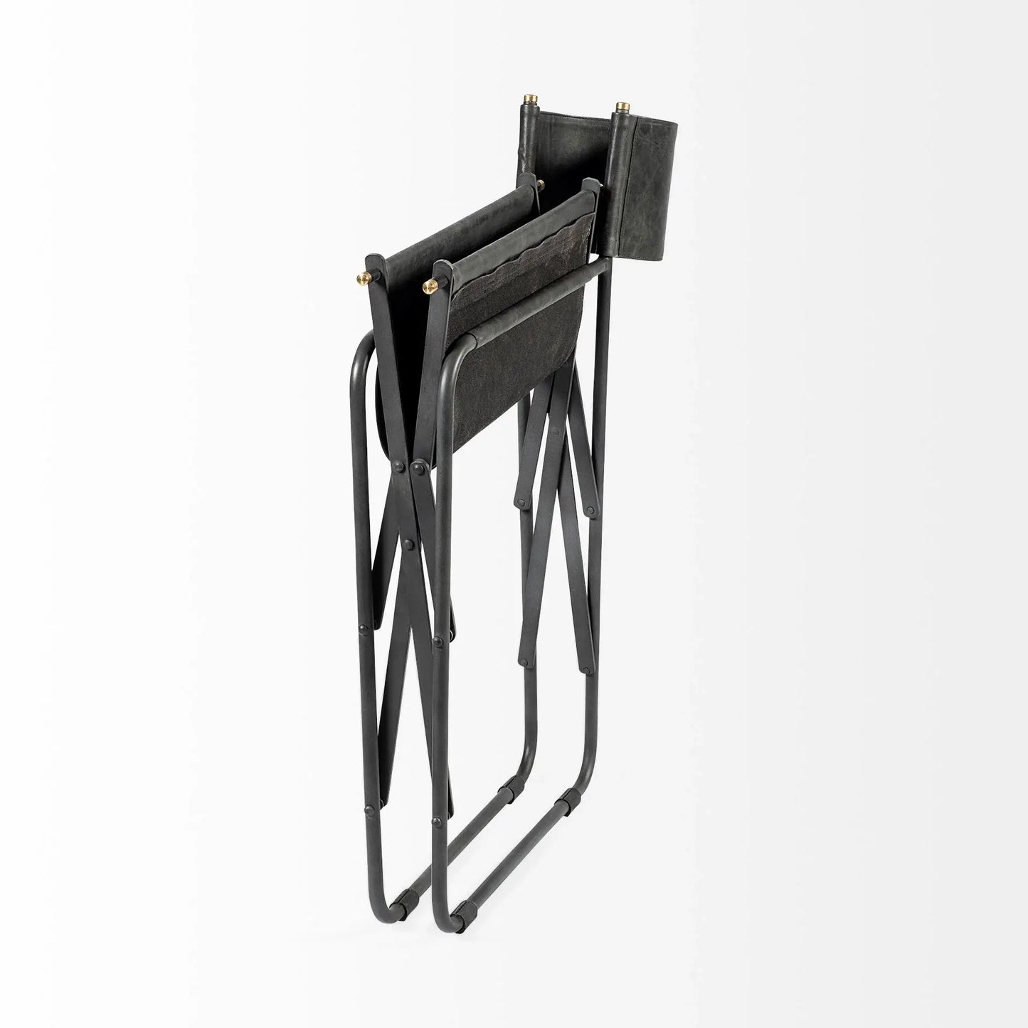 Black Leather Metal Open Back Dining Arm Chair - Homeroots - Flyclothing LLC