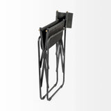 Black Leather Metal Open Back Dining Arm Chair - Homeroots - Flyclothing LLC