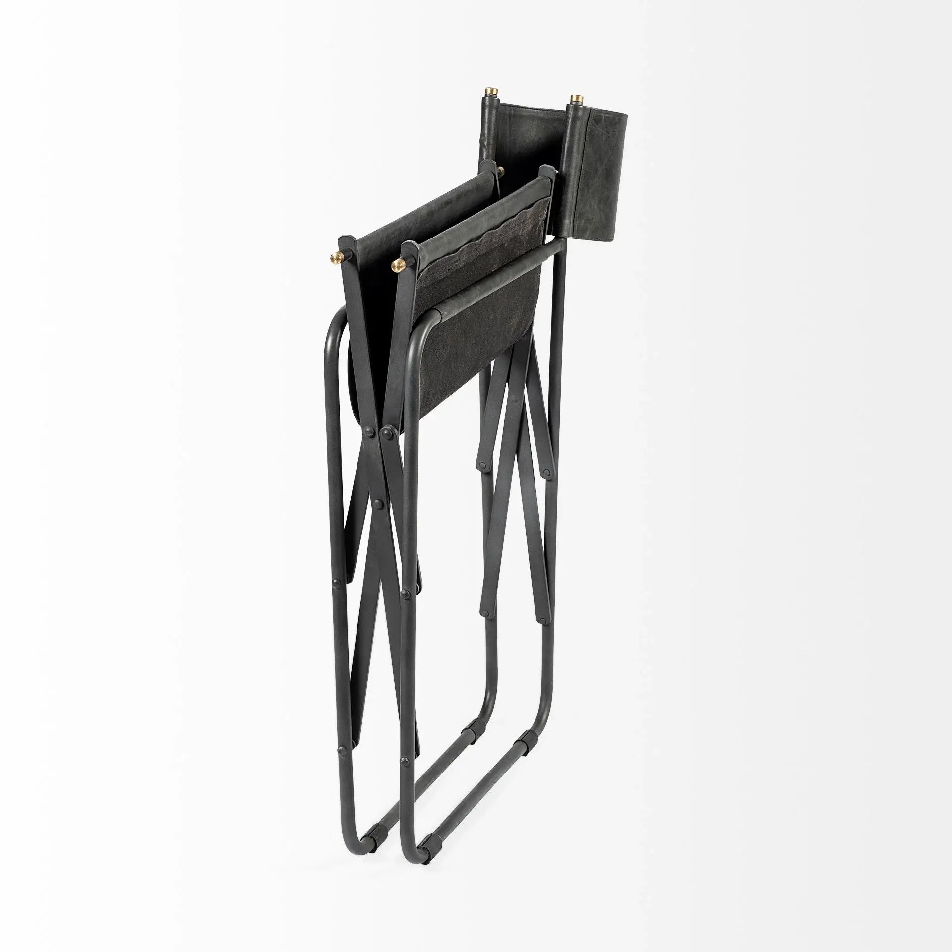 Black Leather Metal Open Back Dining Arm Chair - Homeroots - Flyclothing LLC