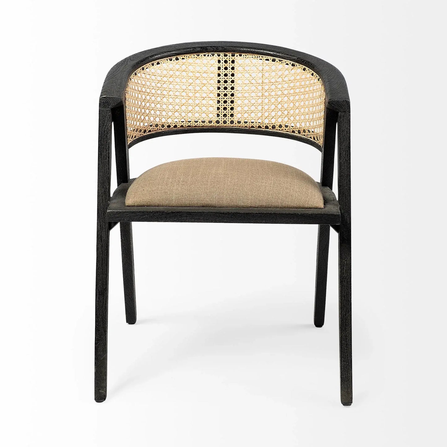 Gray And Black Upholstered Linen Open Back Dining Arm Chair - Homeroots - Flyclothing LLC