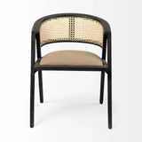 Gray And Black Upholstered Linen Open Back Dining Arm Chair - Homeroots - Flyclothing LLC