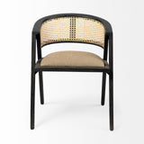 Gray And Black Upholstered Linen Open Back Dining Arm Chair - Homeroots