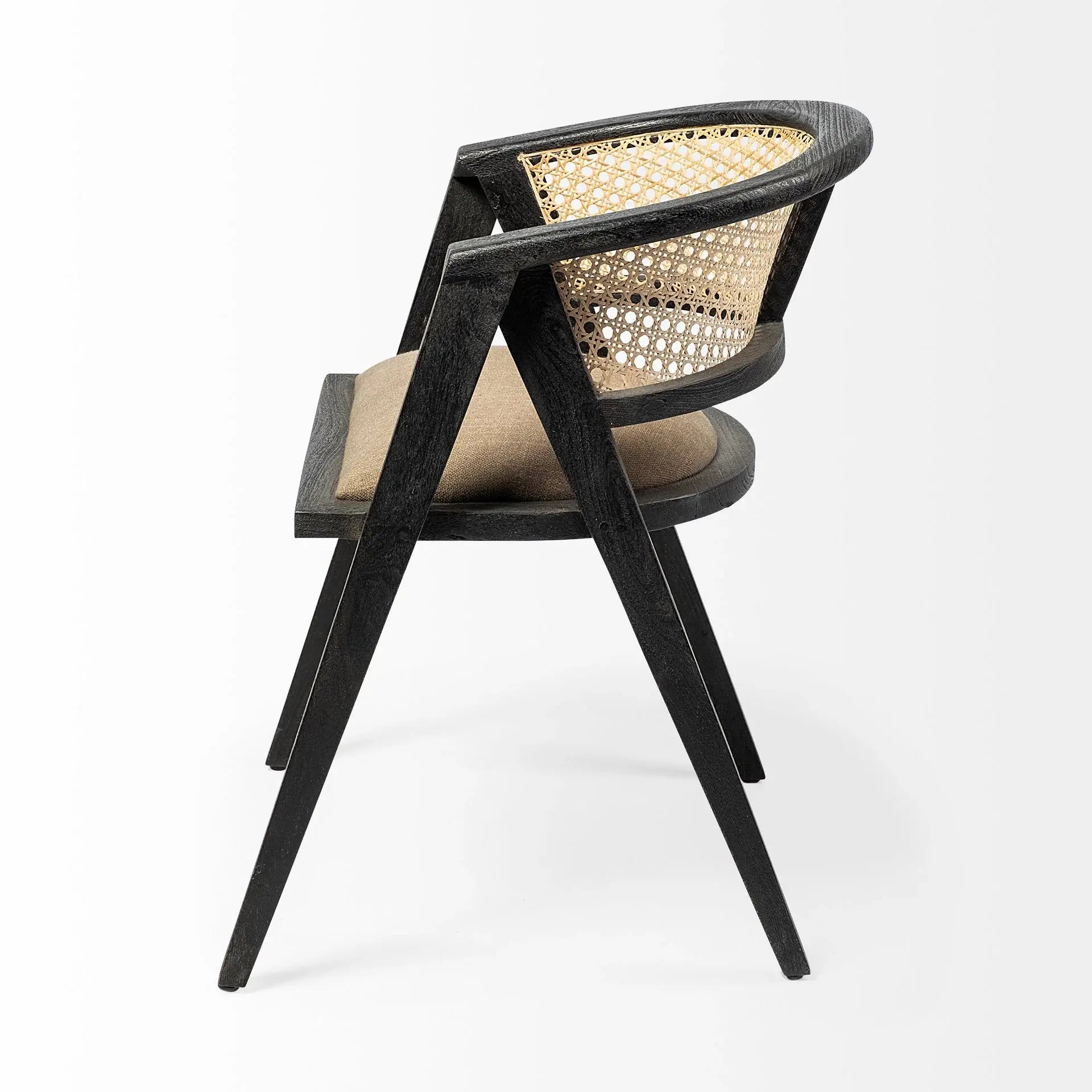 Gray And Black Upholstered Linen Open Back Dining Arm Chair - Homeroots - Flyclothing LLC