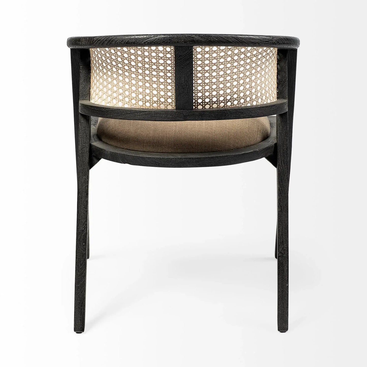 Gray And Black Upholstered Linen Open Back Dining Arm Chair - Homeroots - Flyclothing LLC