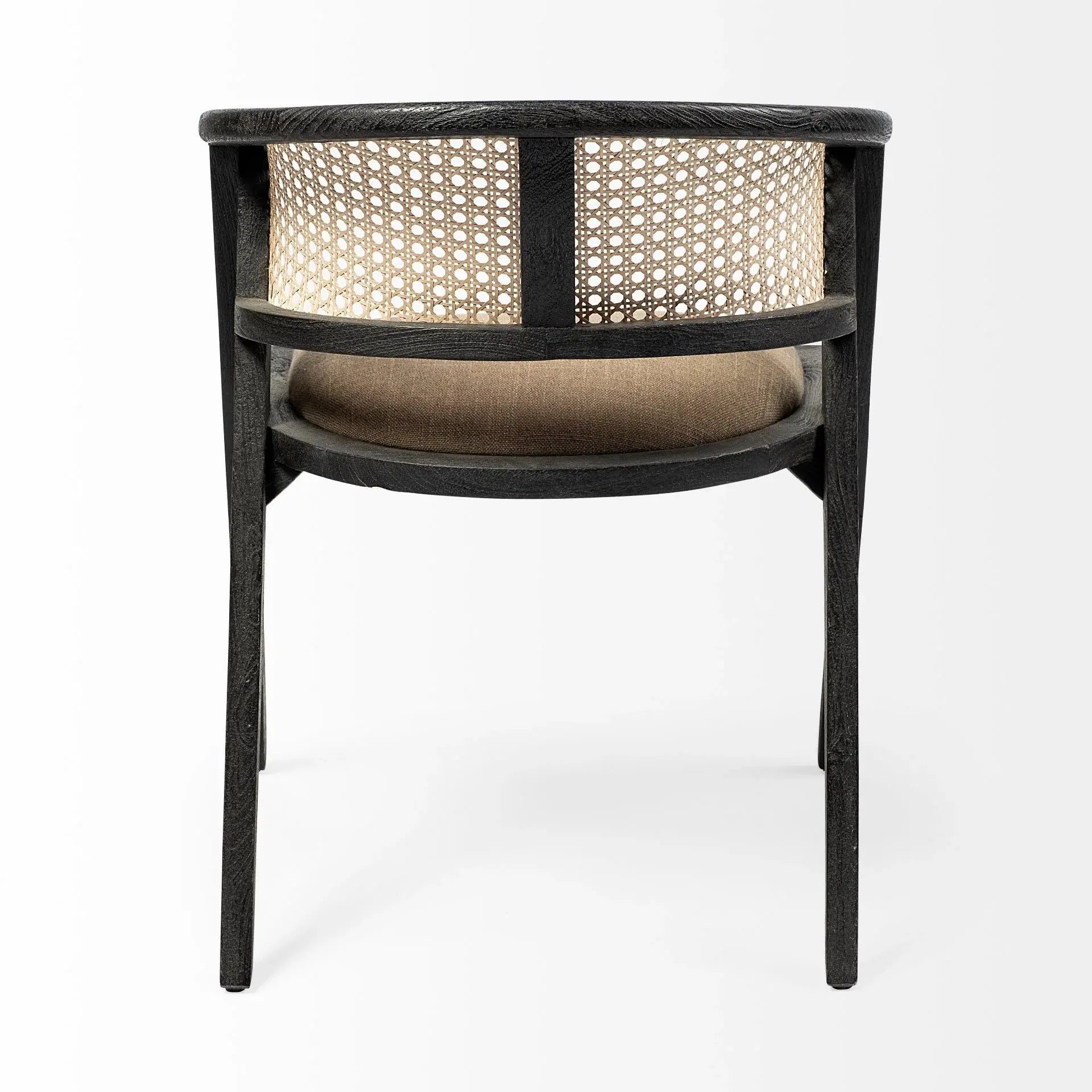 Gray And Black Upholstered Linen Open Back Dining Arm Chair - Homeroots - Flyclothing LLC