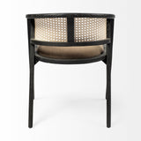 Gray And Black Upholstered Linen Open Back Dining Arm Chair - Homeroots