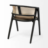 Gray And Black Upholstered Linen Open Back Dining Arm Chair - Homeroots - Flyclothing LLC