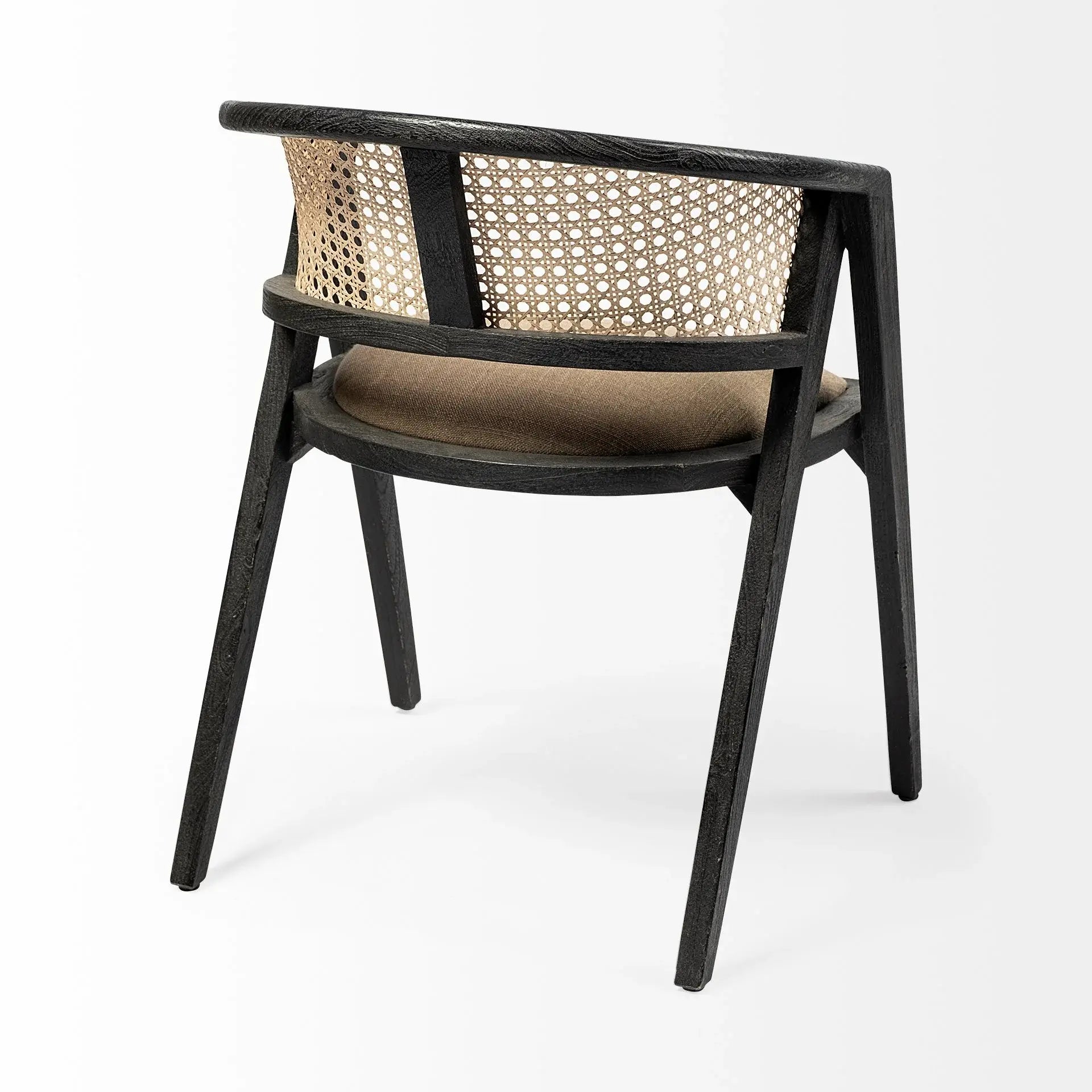 Gray And Black Upholstered Linen Open Back Dining Arm Chair - Homeroots - Flyclothing LLC