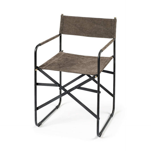 Brown And Black Leather Metal Open Back Dining Arm Chair - Homeroots - Flyclothing LLC