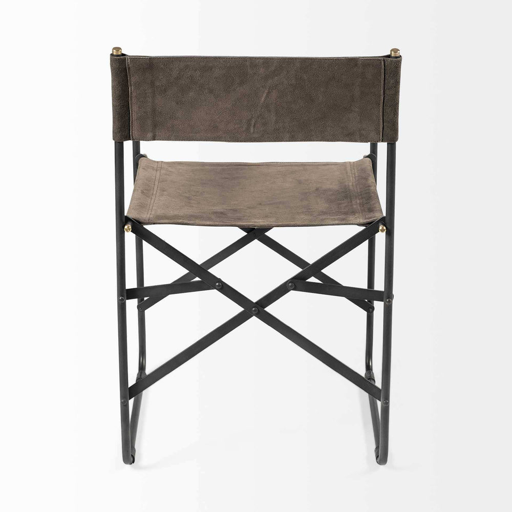 Brown And Black Leather Metal Open Back Dining Arm Chair - Homeroots - Flyclothing LLC