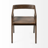Set Of Two Brown Wood Open Back Arm Chairs - Homeroots - Flyclothing LLC