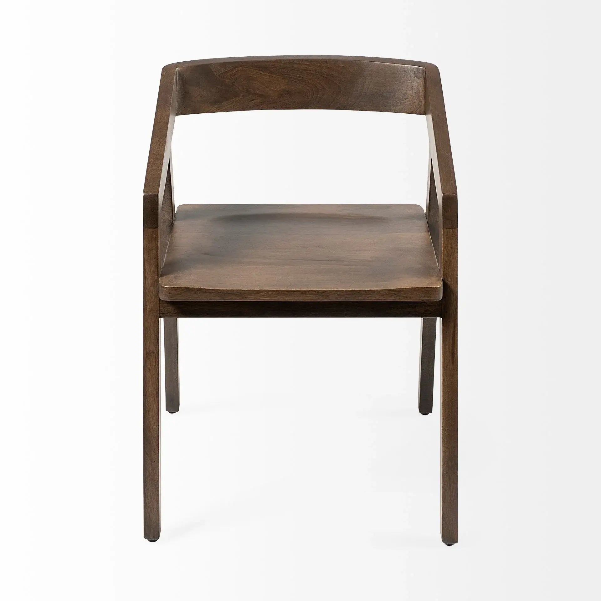 Set Of Two Brown Wood Open Back Arm Chairs - Homeroots - Flyclothing LLC