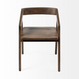Set Of Two Brown Wood Open Back Arm Chairs - Homeroots