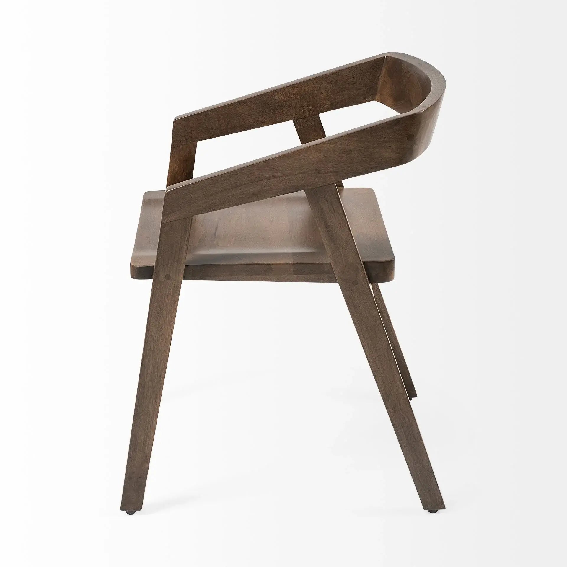 Set Of Two Brown Wood Open Back Arm Chairs - Homeroots - Flyclothing LLC