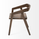 Set Of Two Brown Wood Open Back Arm Chairs - Homeroots